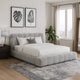 Nah Queen Platform Bed with Bench | Grid Tufted | Channeled Gray Chenille