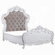 Maver Queen Size Bed | Taupe Upholstered Scalloped Headboard | White