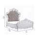 Maver Queen Size Bed | Taupe Upholstered Scalloped Headboard | White