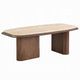 Pery Coffee Table | 51" Beige Travertine Stone Top | Walnut Brown