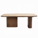 Pery Coffee Table | 51" Beige Travertine Stone Top | Walnut Brown