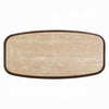 Pery Coffee Table | 51" Beige Travertine Stone Top | Walnut Brown