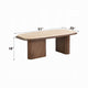 Pery Coffee Table | 51" Beige Travertine Stone Top | Walnut Brown