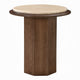 Pery Side End Table | 22" Beige Travertine Stone Top | Walnut Brown