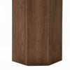 Pery Side End Table | 22" Beige Travertine Stone Top | Walnut Brown