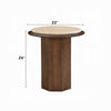 Pery Side End Table | 22" Beige Travertine Stone Top | Walnut Brown