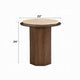 Pery Side End Table | 22" Beige Travertine Stone Top | Walnut Brown