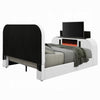 Kery Queen Bed w TV Lift | LED Fireplace | Bluetooth | White Teddy Sherpa