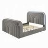 Kery Queen Bed w TV Lift | LED Fireplace | Bluetooth | Gray Teddy Sherpa