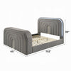 Kery Queen Bed w TV Lift | LED Fireplace | Bluetooth | Gray Teddy Sherpa