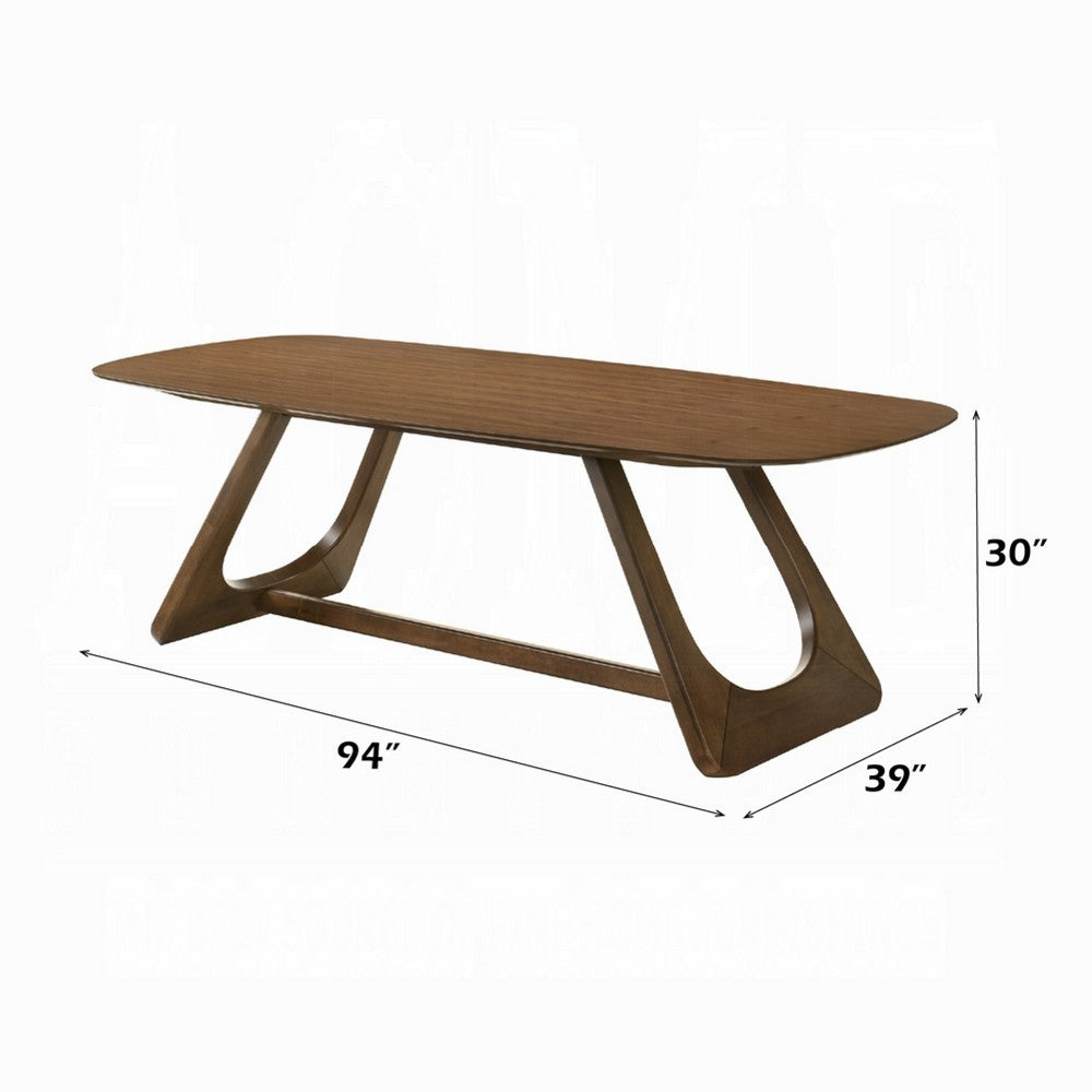 Lery Dining Table | 94" Rectangular Top w Angled Base | Walnut Brown