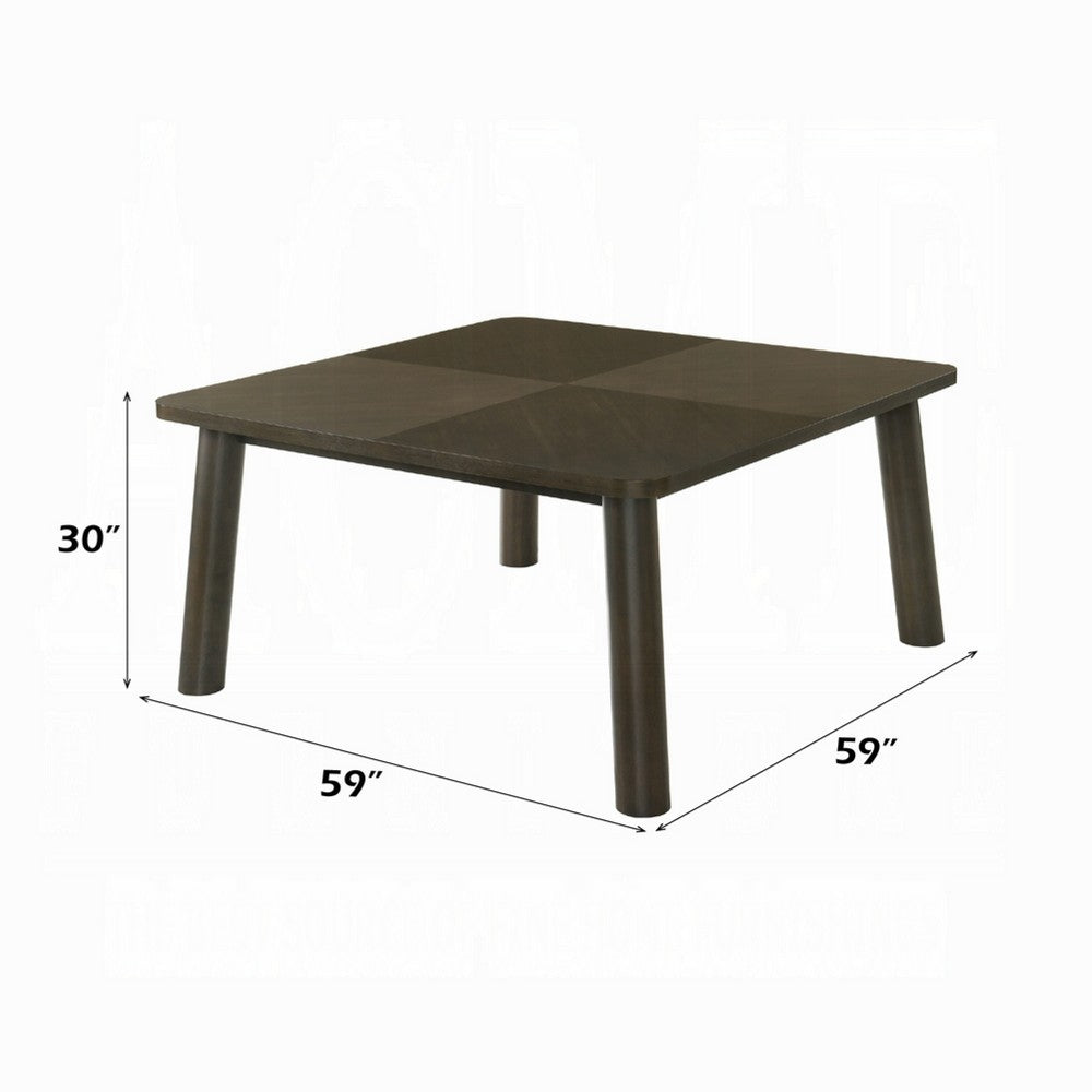 Mery Dining Table | 59" Square Top | Walnut Brown Solid Rubberwood