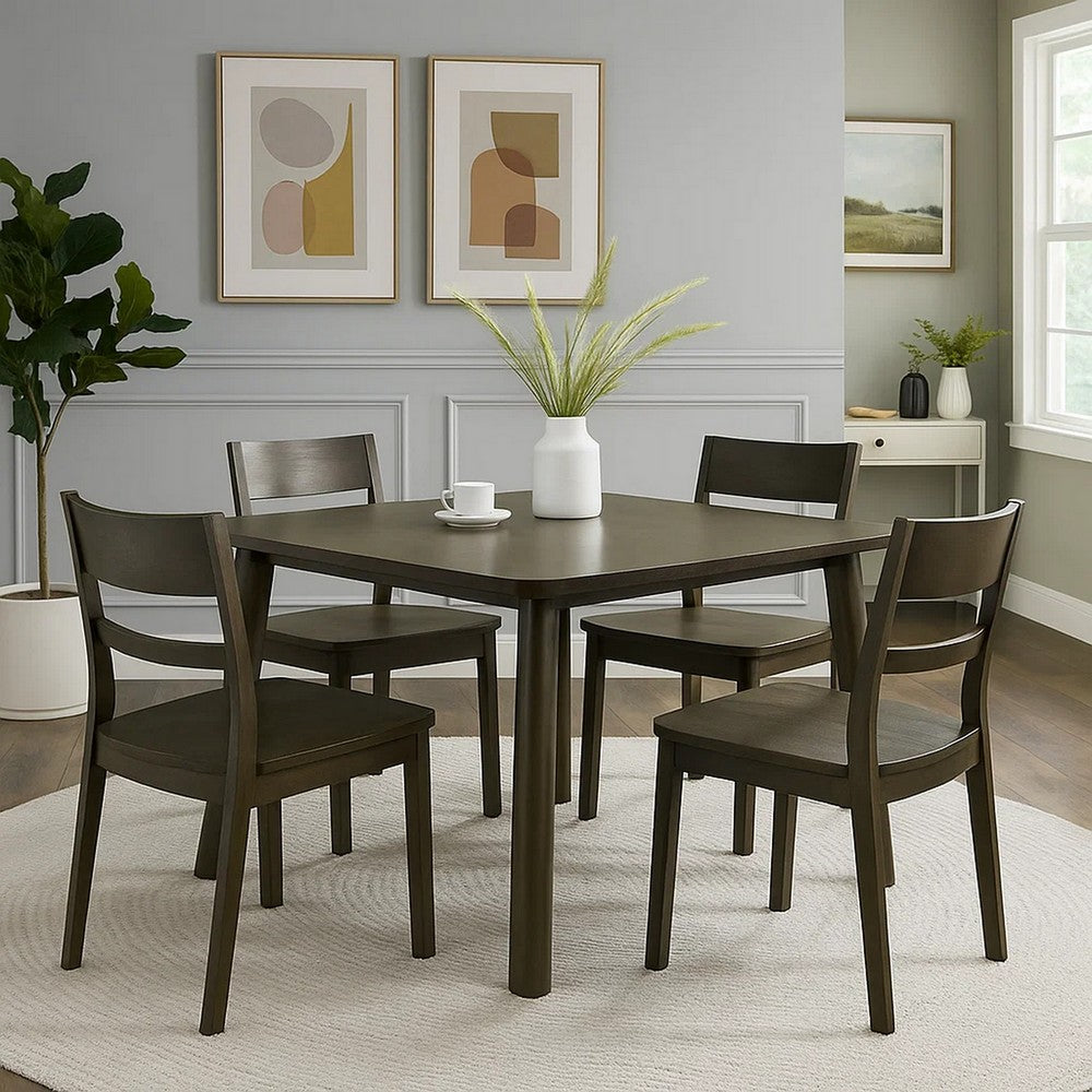 Mery Dining Table | 59" Square Top | Walnut Brown Solid Rubberwood