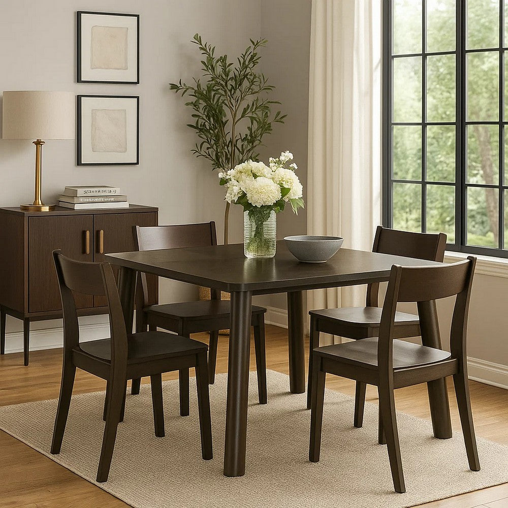 Mery Dining Table | 59" Square Top | Walnut Brown Solid Rubberwood
