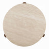 Hery Coffee Table | 40" Round Beige Travertine Stone Top | Oak Brown