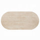 Hery Dining Table | 87" Oval Beige Travertine Stone Top | Oak Brown