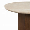 Hery Dining Table | 87" Oval Beige Travertine Stone Top | Oak Brown