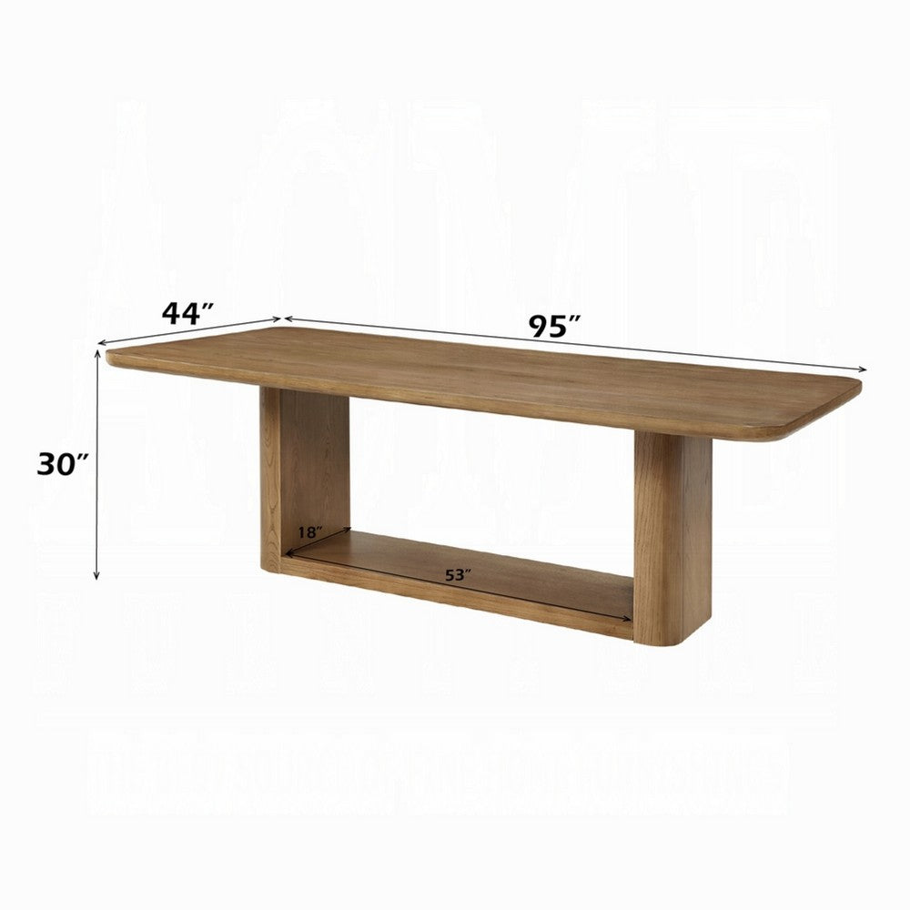 Sery Dining Table | 95" Rectangular Top | Dual Pedestal Base | Brown