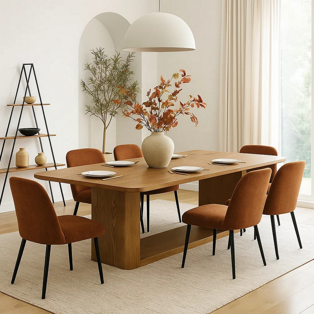 Sery Dining Table | 95" Rectangular Top | Dual Pedestal Base | Brown