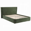 Wery Low Profile Full Bed | Textured Green Upholstered Wingback Headboard