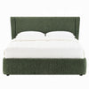 Wery Low Profile Full Bed | Textured Green Upholstered Wingback Headboard