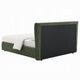 Wery Low Profile Full Bed | Textured Green Upholstered Wingback Headboard