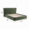 Wery Low Profile Full Bed | Textured Green Upholstered Wingback Headboard