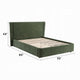Wery Low Profile Full Bed | Textured Green Upholstered Wingback Headboard