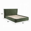 Wery Low Profile Queen Bed | Textured Green Upholstered Wingback Headboard