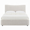 Rery Full Bed | Beige Chenille Padded Upholstery | Low Profile Platform