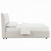 Rery Full Bed | Beige Chenille Padded Upholstery | Low Profile Platform