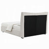 Rery Queen Bed | Beige Chenille Padded Upholstery | Low Profile Platform