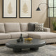 Fory Coffee Table | 46" Oval Top w Low Metal Base | High Gloss Gray