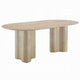 Jory Dining Table | 79" Oval Travertine Paper Top | Beige Wood Finish