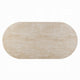 Jory Dining Table | 79" Oval Travertine Paper Top | Beige Wood Finish