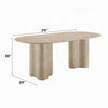 Jory Dining Table | 79" Oval Travertine Paper Top | Beige Wood Finish