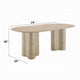 Jory Dining Table | 79" Oval Travertine Paper Top | Beige Wood Finish