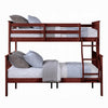 Rita Twin over Full Bunk Bed | Slatted Frame | Fixed Ladder | Cherry Brown