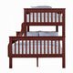 Rita Twin over Full Bunk Bed | Slatted Frame | Fixed Ladder | Cherry Brown