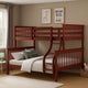 Rita Twin over Full Bunk Bed | Slatted Frame | Fixed Ladder | Cherry Brown