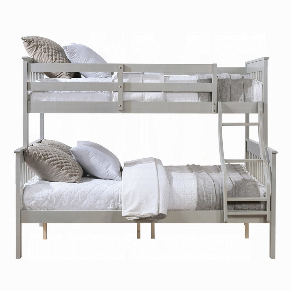 Rita Twin over Full Bunk Bed | Slatted Frame | Fixed Ladder | Gray & Brown