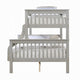 Rita Twin over Full Bunk Bed | Slatted Frame | Fixed Ladder | Gray & Brown