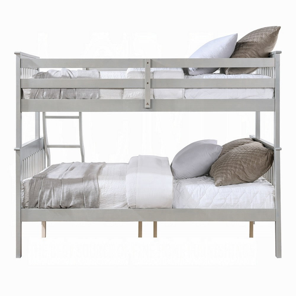 Rita Twin over Full Bunk Bed | Slatted Frame | Fixed Ladder | Gray & Brown