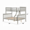 Rita Twin over Full Bunk Bed | Slatted Frame | Fixed Ladder | Gray & Brown