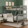 Rita Twin over Full Bunk Bed | Slatted Frame | Fixed Ladder | Gray & Brown