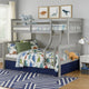 Rita Twin over Full Bunk Bed | Slatted Frame | Fixed Ladder | Gray & Brown