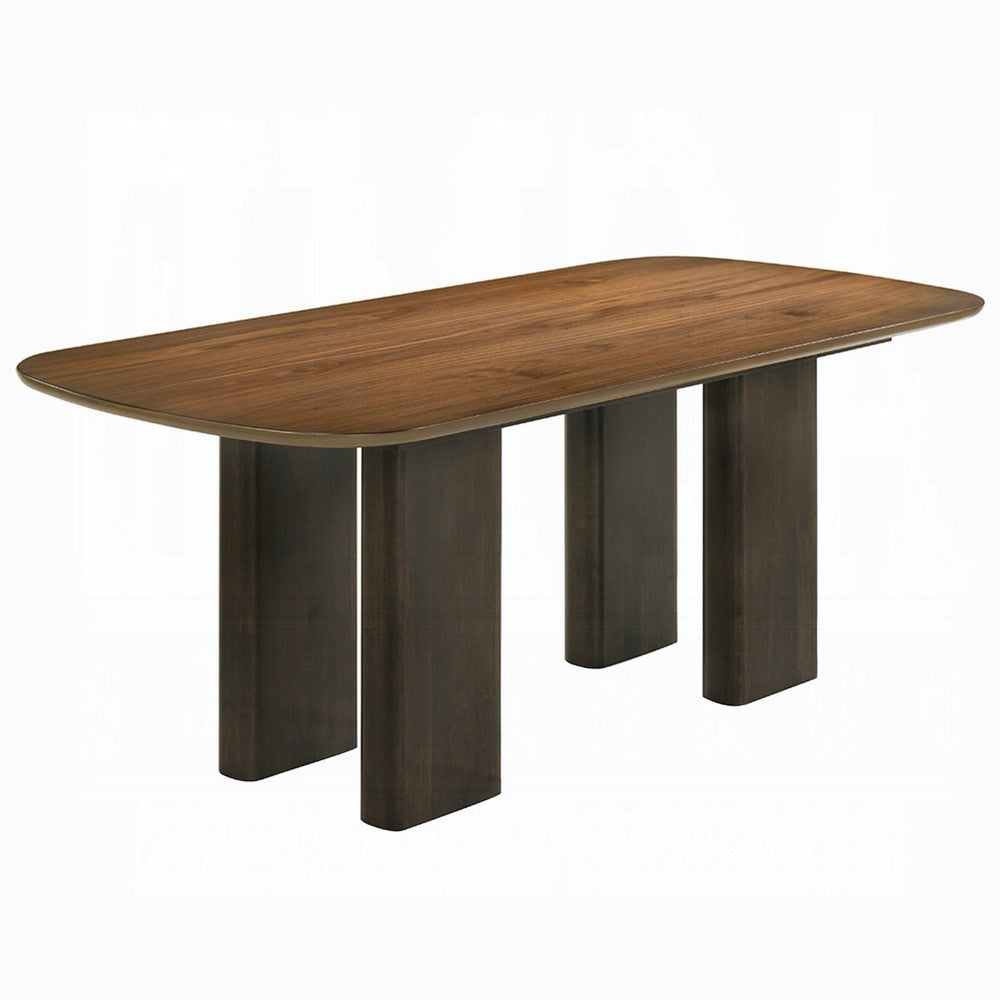 Lina Dining Table | 79" Rectangular | Wide Panel Legs | Walnut Brown Wood