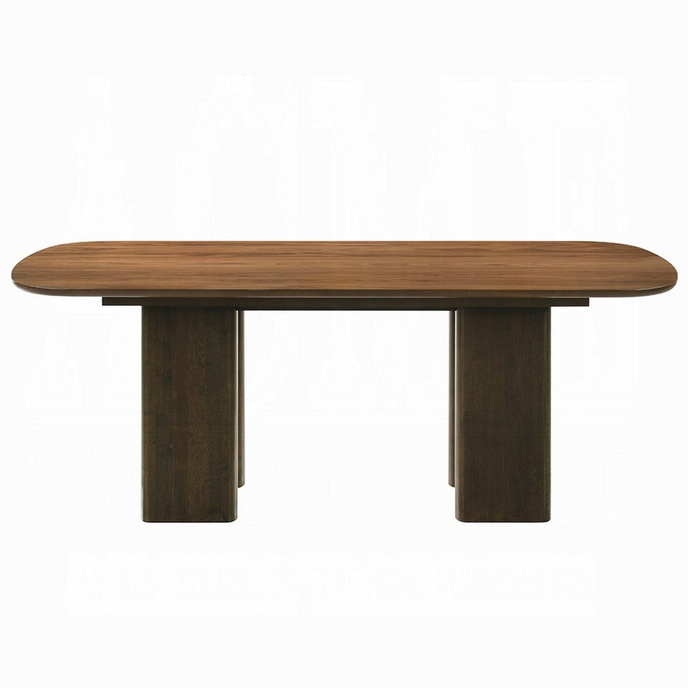 Lina Dining Table | 79" Rectangular | Wide Panel Legs | Walnut Brown Wood