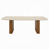 Ladi Dining Table | 87" Rectangular Beige Faux Marble Top | Brown Wood