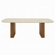 Ladi Dining Table | 87" Rectangular Beige Faux Marble Top | Brown Wood